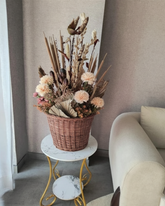 Natural Dried Flower Basket Arrangement With Pot